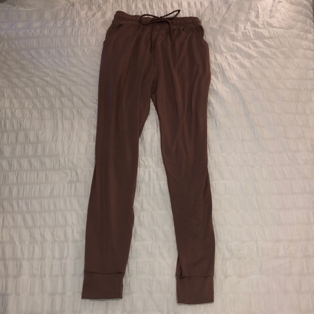 Dark Pink Sweatpants With White Stripes